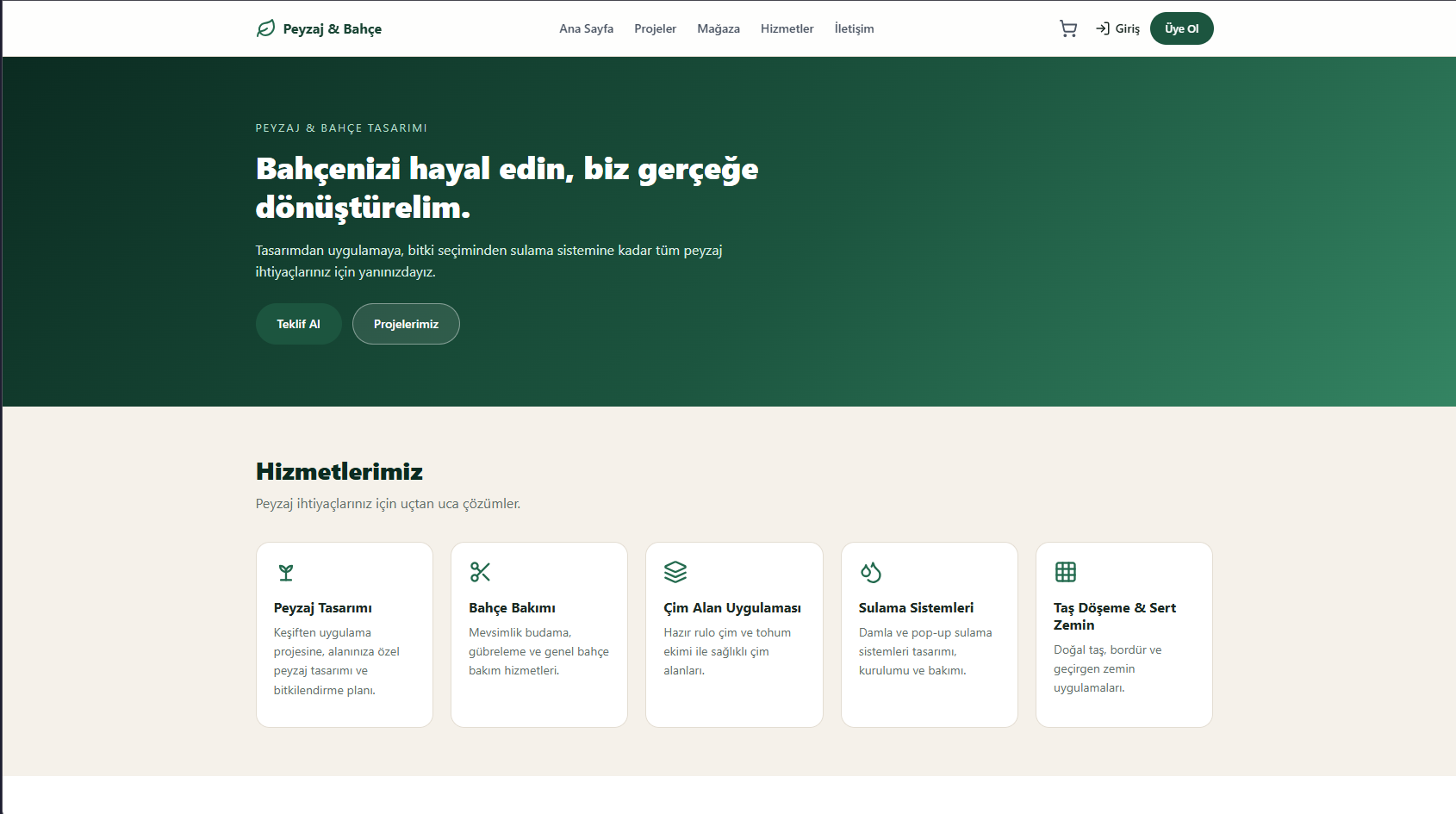 Kardeşler Peyzaj - Kurumsal Web Sitesi ve Proje Galerisi